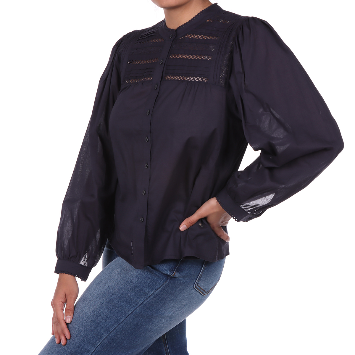 Blusa de Encaje y Manga Larga Arqueology para Mujer image number null