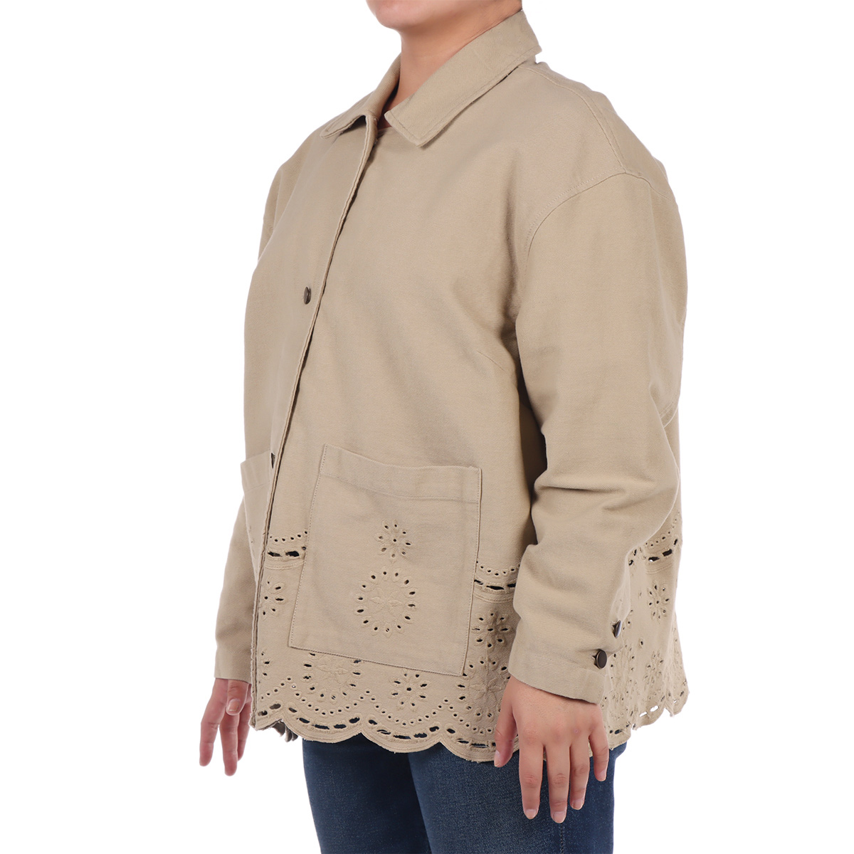 Chamarra Algod&oacute;n Dise&ntilde;o Calado Casual para Dex Plus para Mujer Curvy image number null
