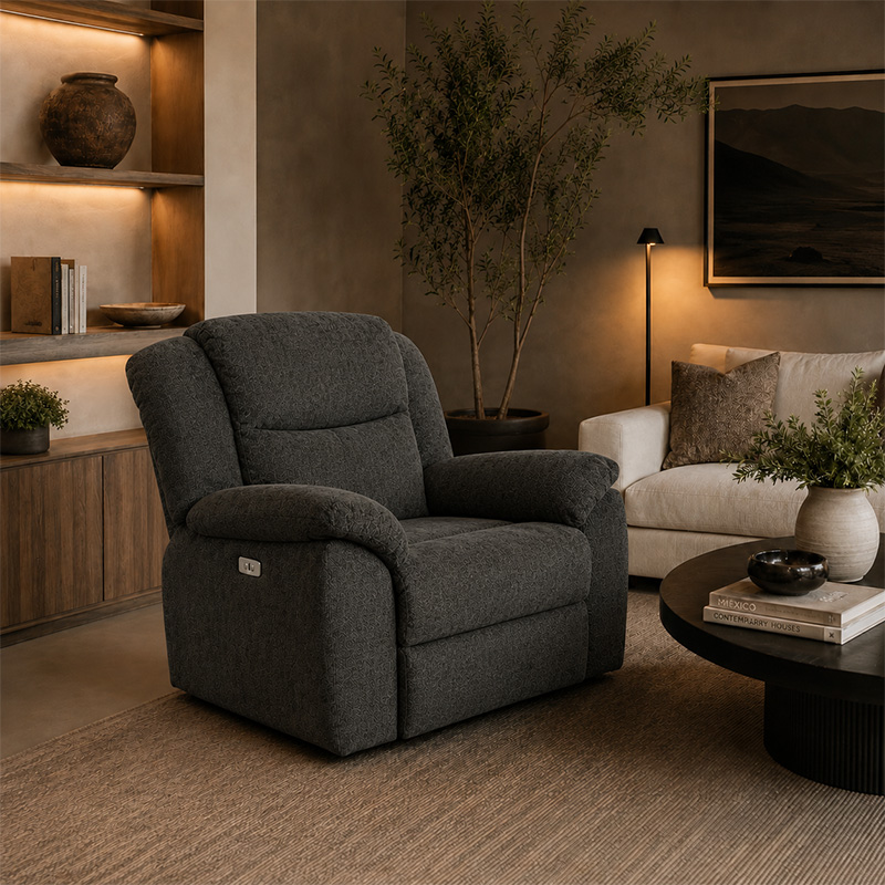 Reclinable El&eacute;ctrico Clark Gris Oxford Violanti image number null