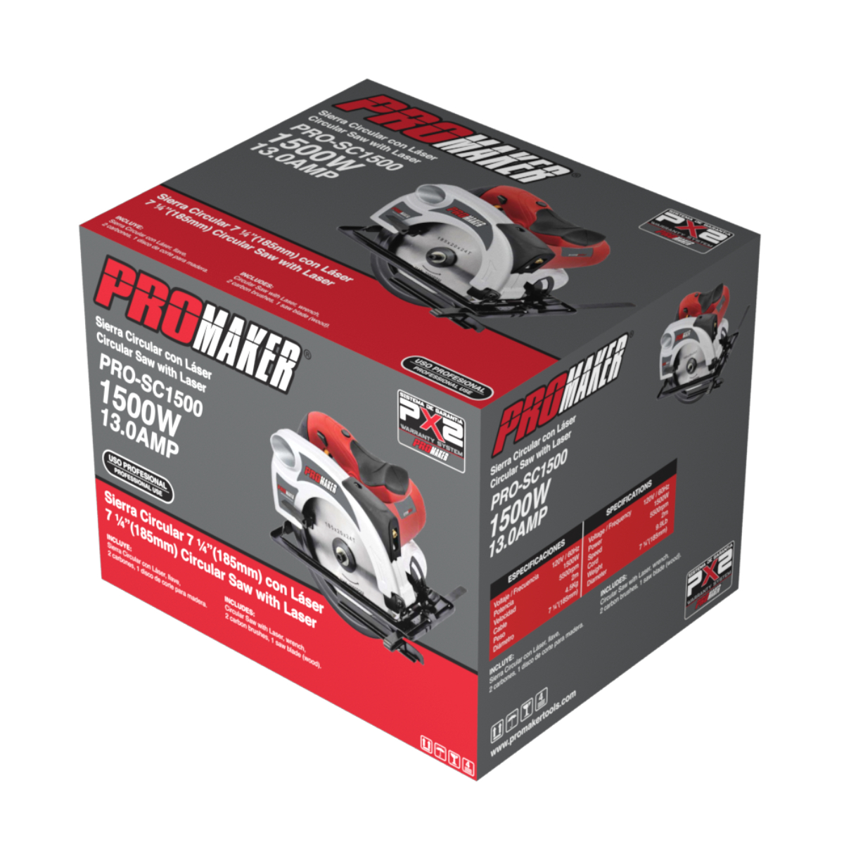 Sierra Circular 7'' 1500W con Gu&iacute;a Laser Promaker image number null