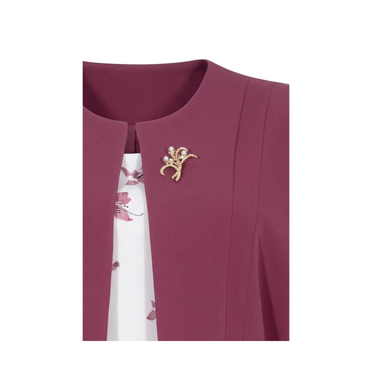 Conjunto Saco Liso Y Vestido Estampado Joces Para Mujer image number null