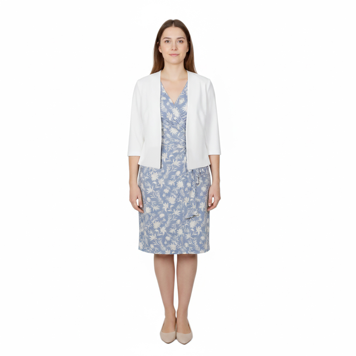 Conjunto de 2 Piezas de Saco Liso y Vestido Estampado Diva para Mujer image number null