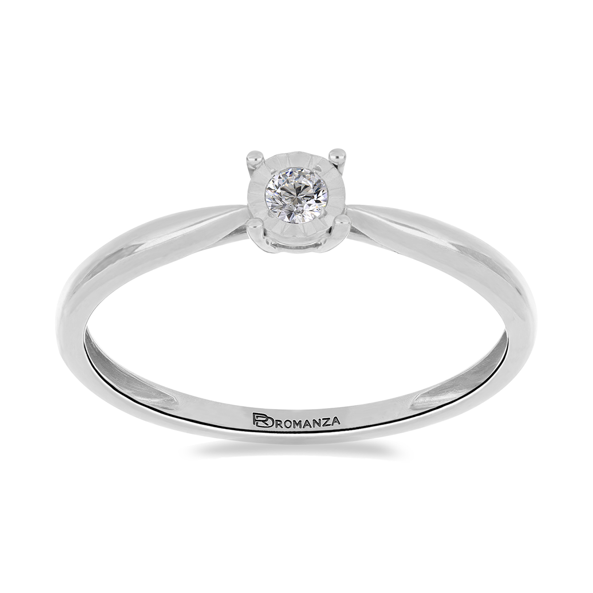 Solitario Oro Blanco14K y 0.06 ct Diamante Romanza image number null