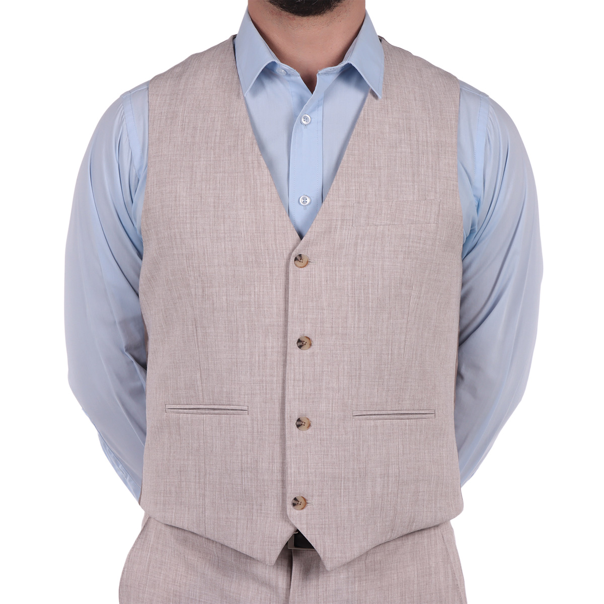 Chaleco de Vestir Gris Poli&eacute;ster Carlo Corinto para Hombre image number null