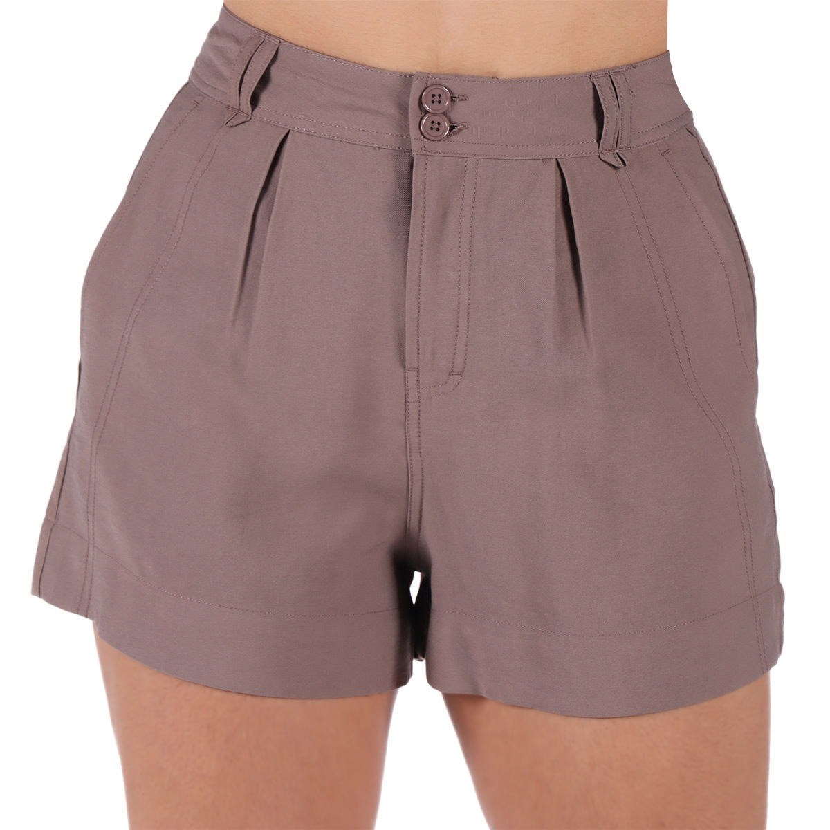 Short Cintura Alta Pliegues Casual Elegante Dex Mujer image number null