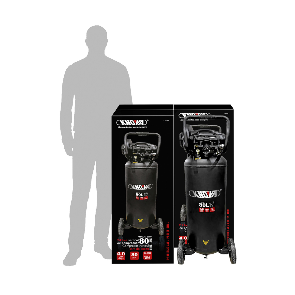 Compresor Vertical Libre de Aceite 80L KN COM-80LV KNOVA image number null