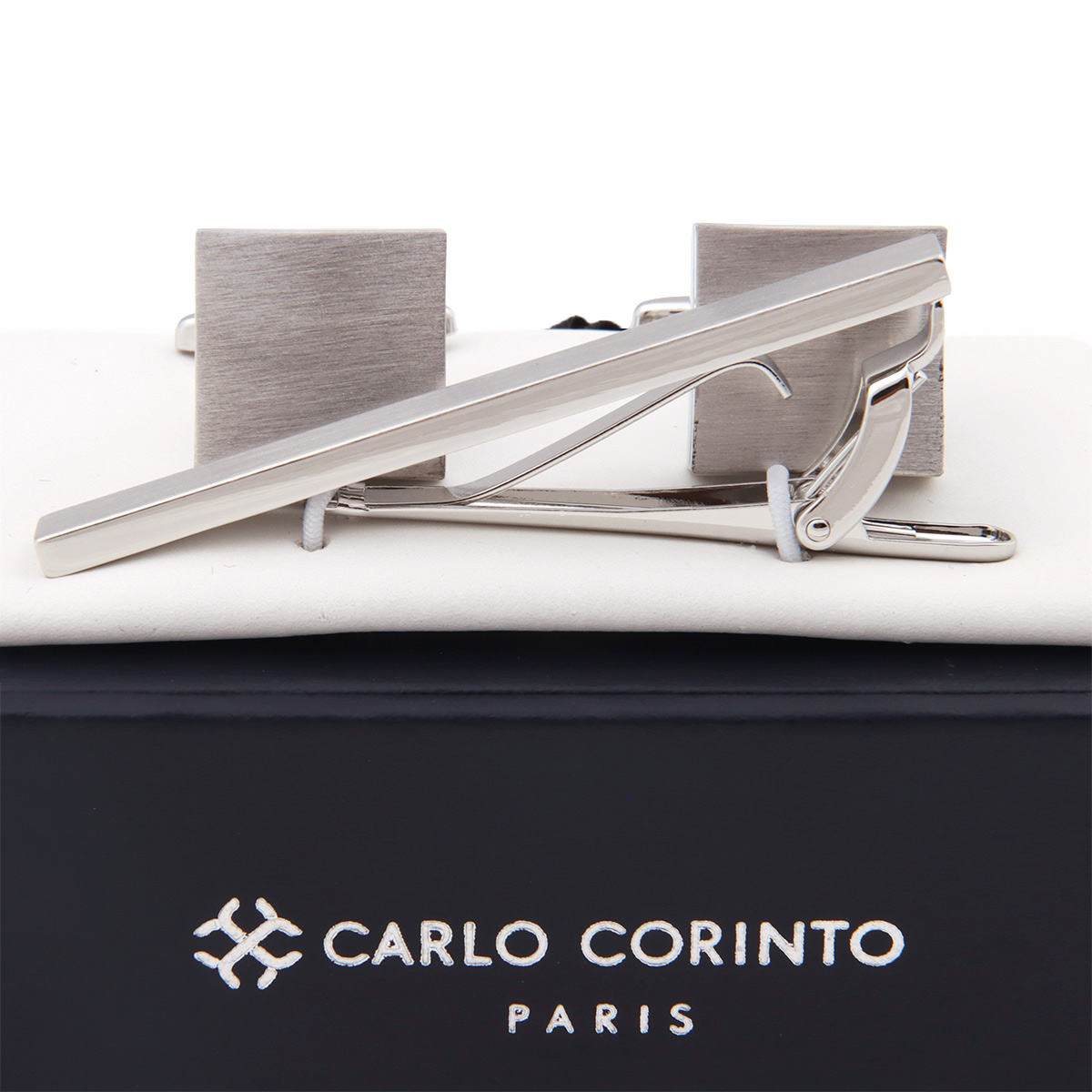 Set Mancuernillas y Pisacorbata Rodio Carlo Corinto para Hombre image number null