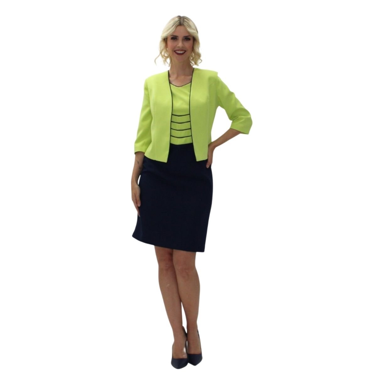 Conjunto de 2 Piezas Vestido Combinado con Saco La Difference para Mujer image number null