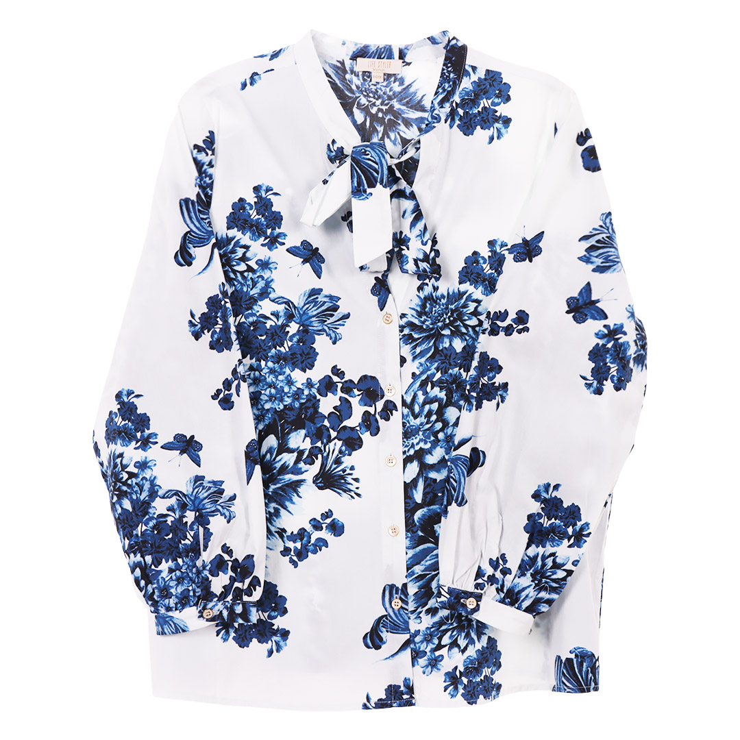 Blusa Manga Larga con Corbata Estampado Floral LIFESTYLER para Mujer Curvy image number null