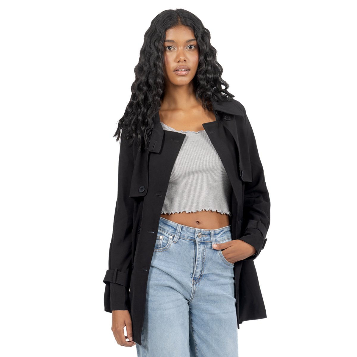 Gabardina Larga Con Cinta Forever 21 para Mujer Junior image number null