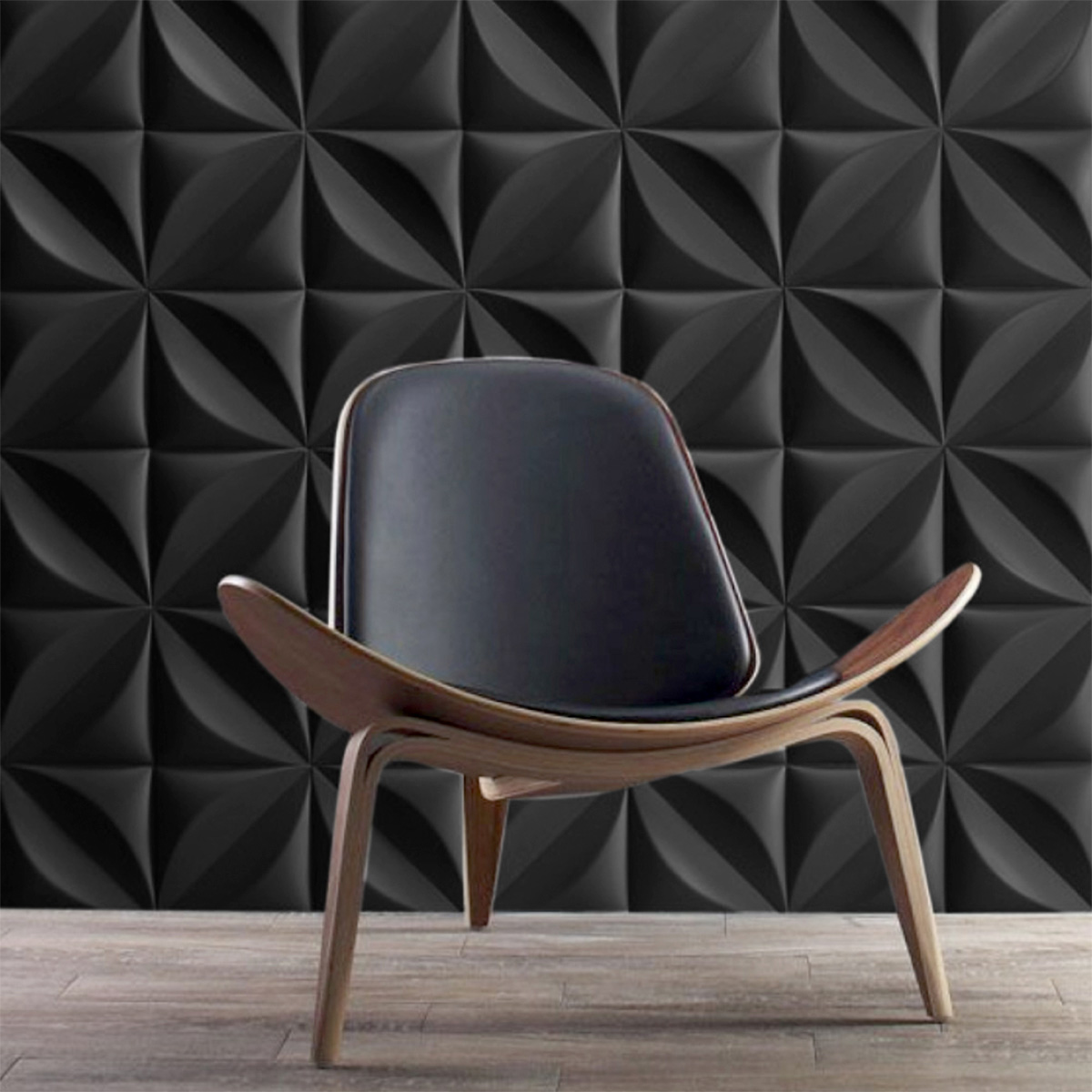Panel Decorativo 3d Tr&eacute;bol Negro Para Muros 50 X 50 Cm Deco PVC image number null