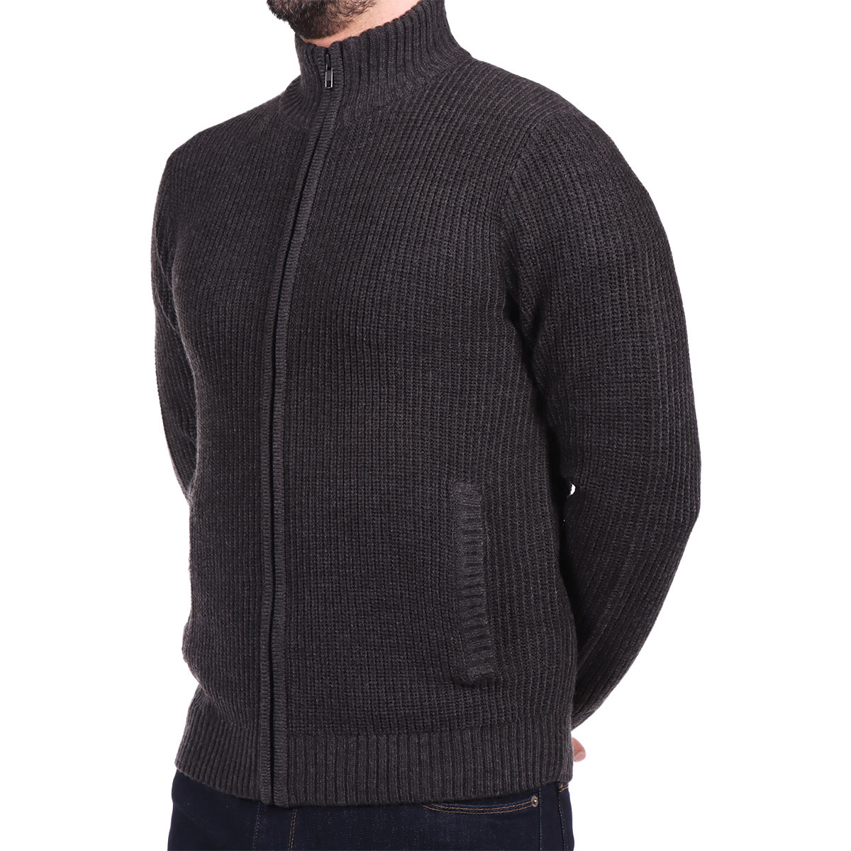 Su&eacute;ter Tejido Acanalado Cuello Alto Cierre OVS para Hombre image number null