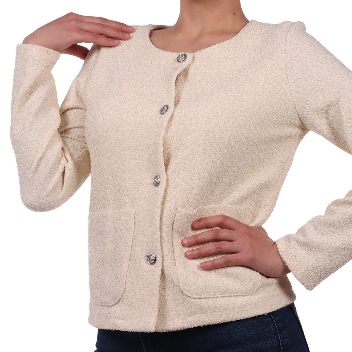 Saco Texturizado con Botones y Bolsillos Zucca para Mujer image number null