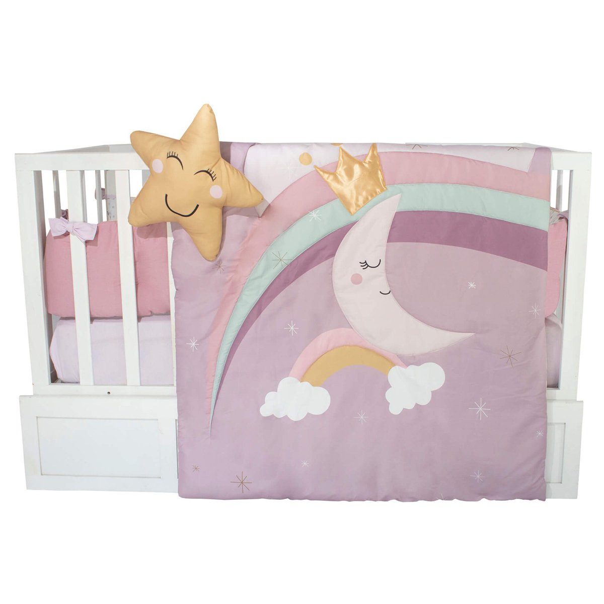 Juego de Cuna Cary Princesa Luna 70x130 cm 4 Piezas Lila image number null