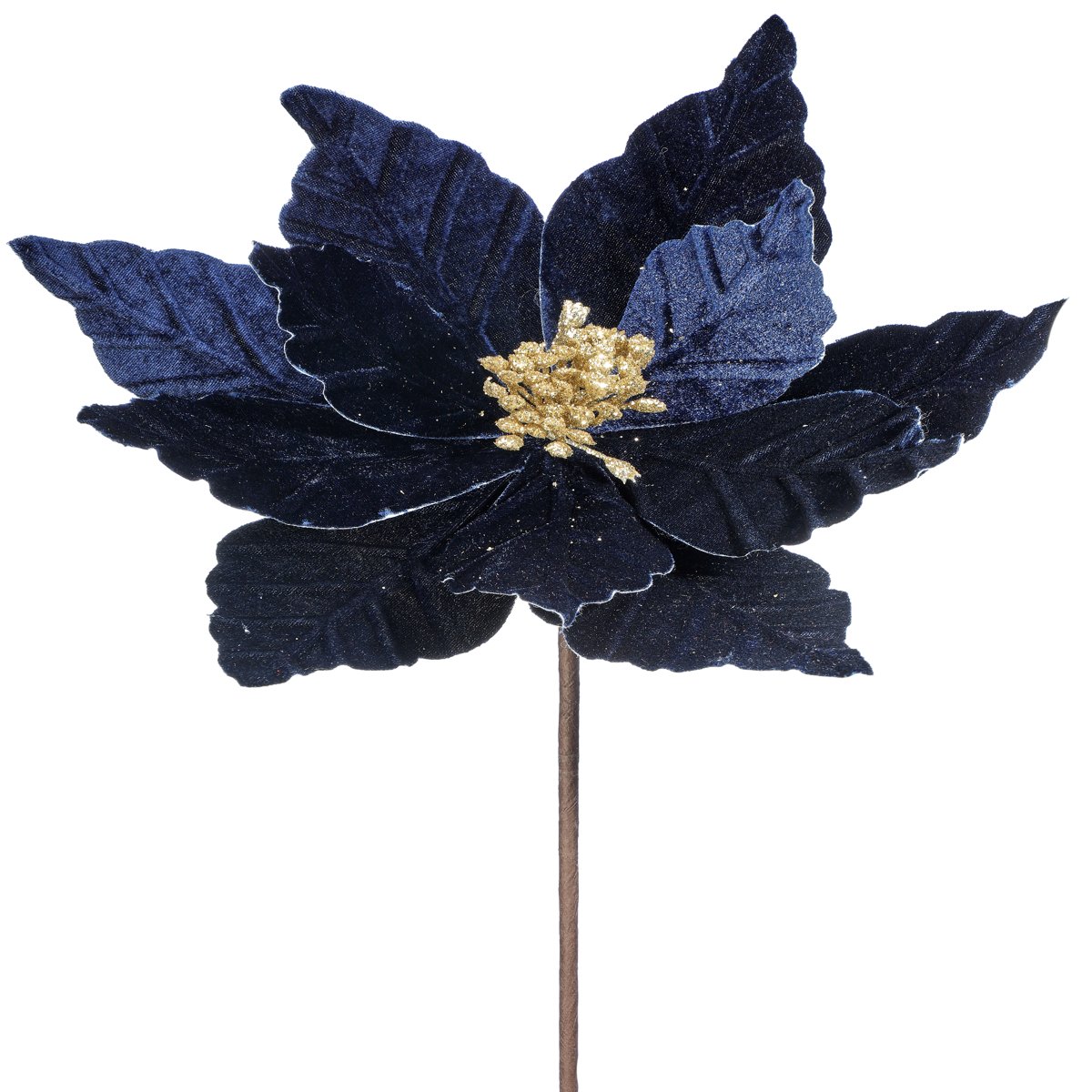 Flor De Nochebuena De Terciopelo Con Centro Brillante image number null
