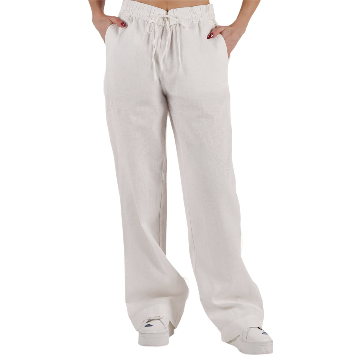 Pantal&oacute;n de Lino Pierna Ancha Tiro Medio Lifestyler Mujer image number null