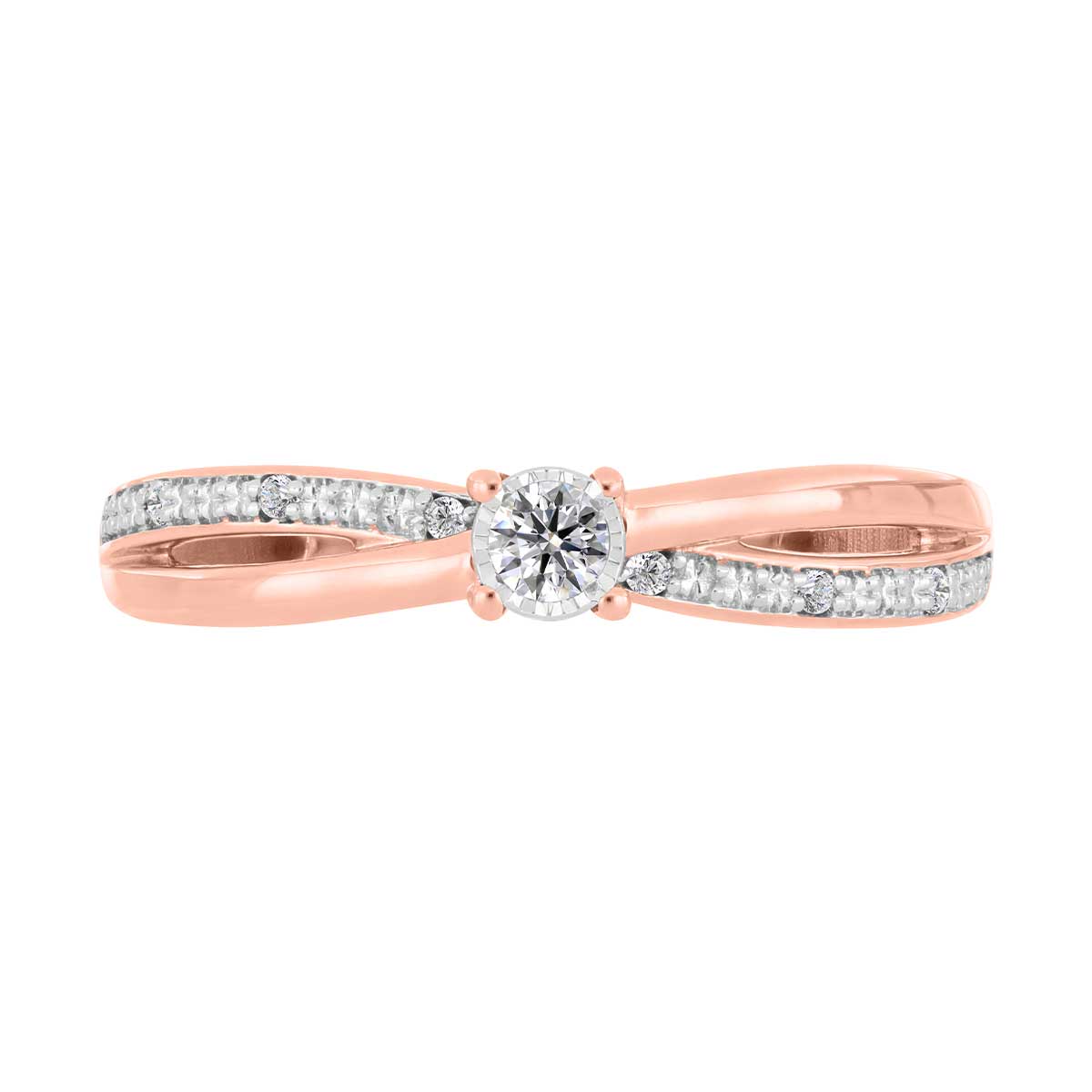 Solitario Oro Rosa 14K y 0.10 ct Diamante Romanza image number null