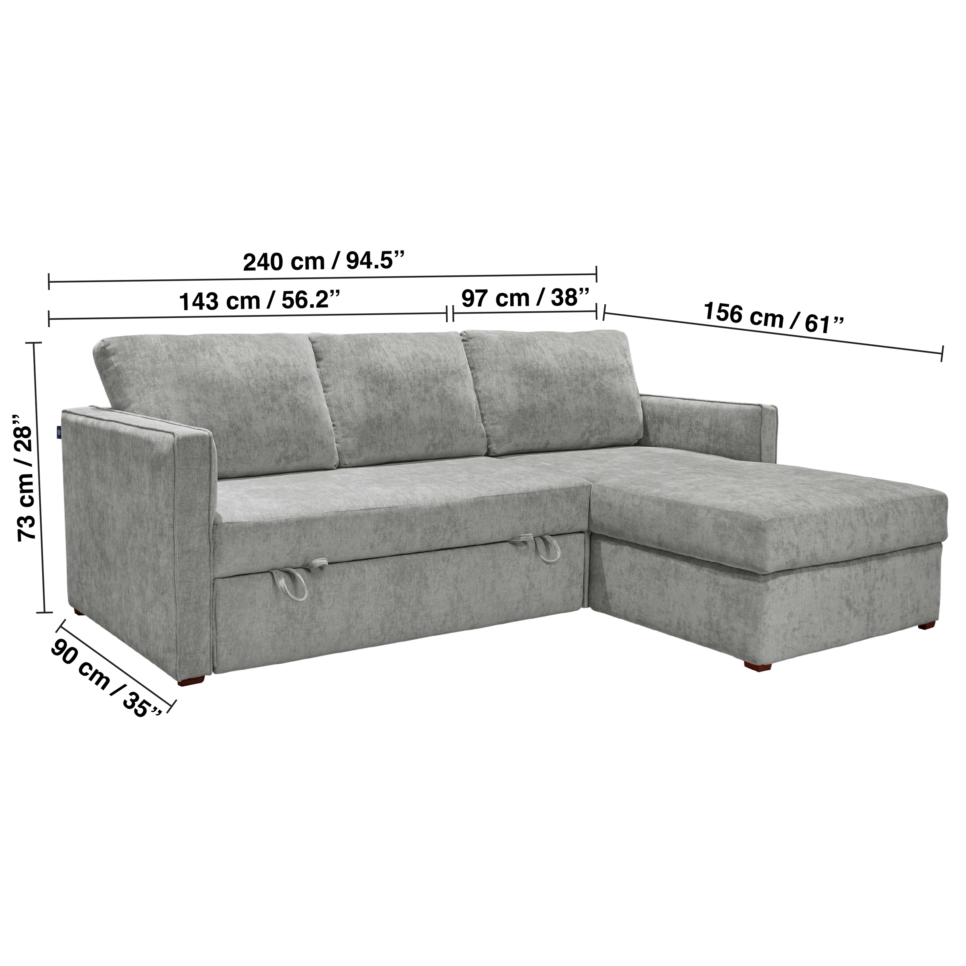 Sof&aacute; Cama Derecho Walnut T Gris Muebles Liz image number null