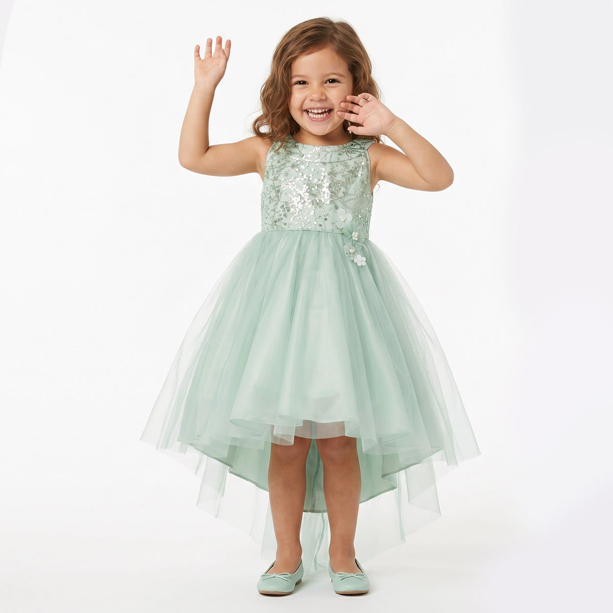 Vestido con Escote Redondo y Mo&ntilde;o en Cintura Gerat para Ni&ntilde;a image number null
