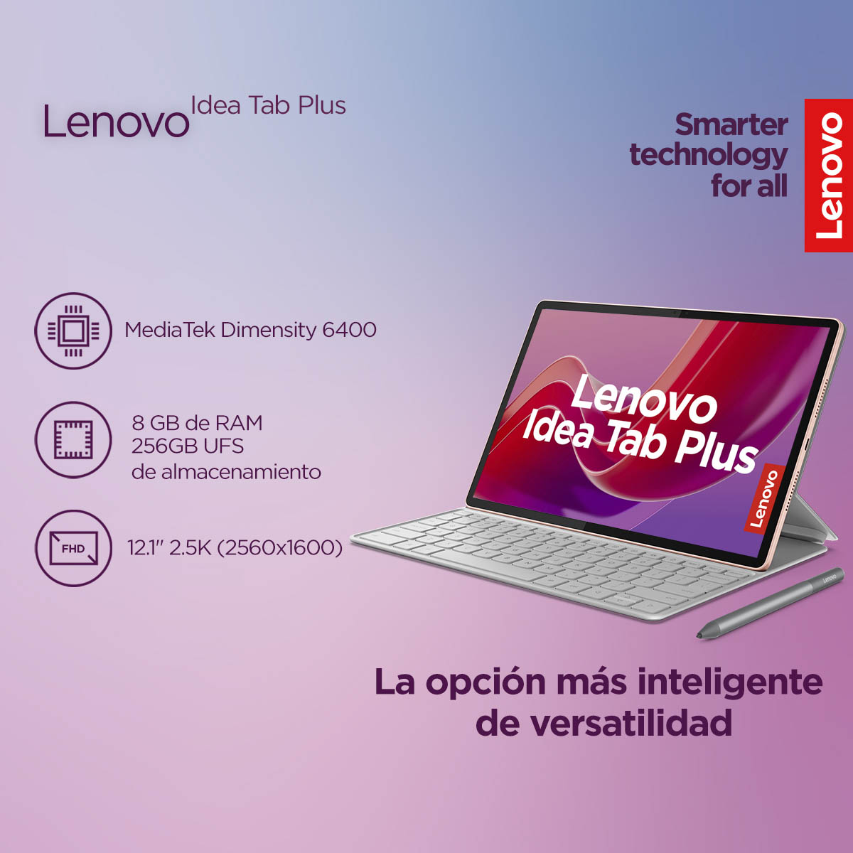 Tablet Lenovo Idea Tab Plus Rosa 12.1" 2.5K, 8GB RAM 256GB UFS+Tab Pen Plus + Teclado Folio image number null