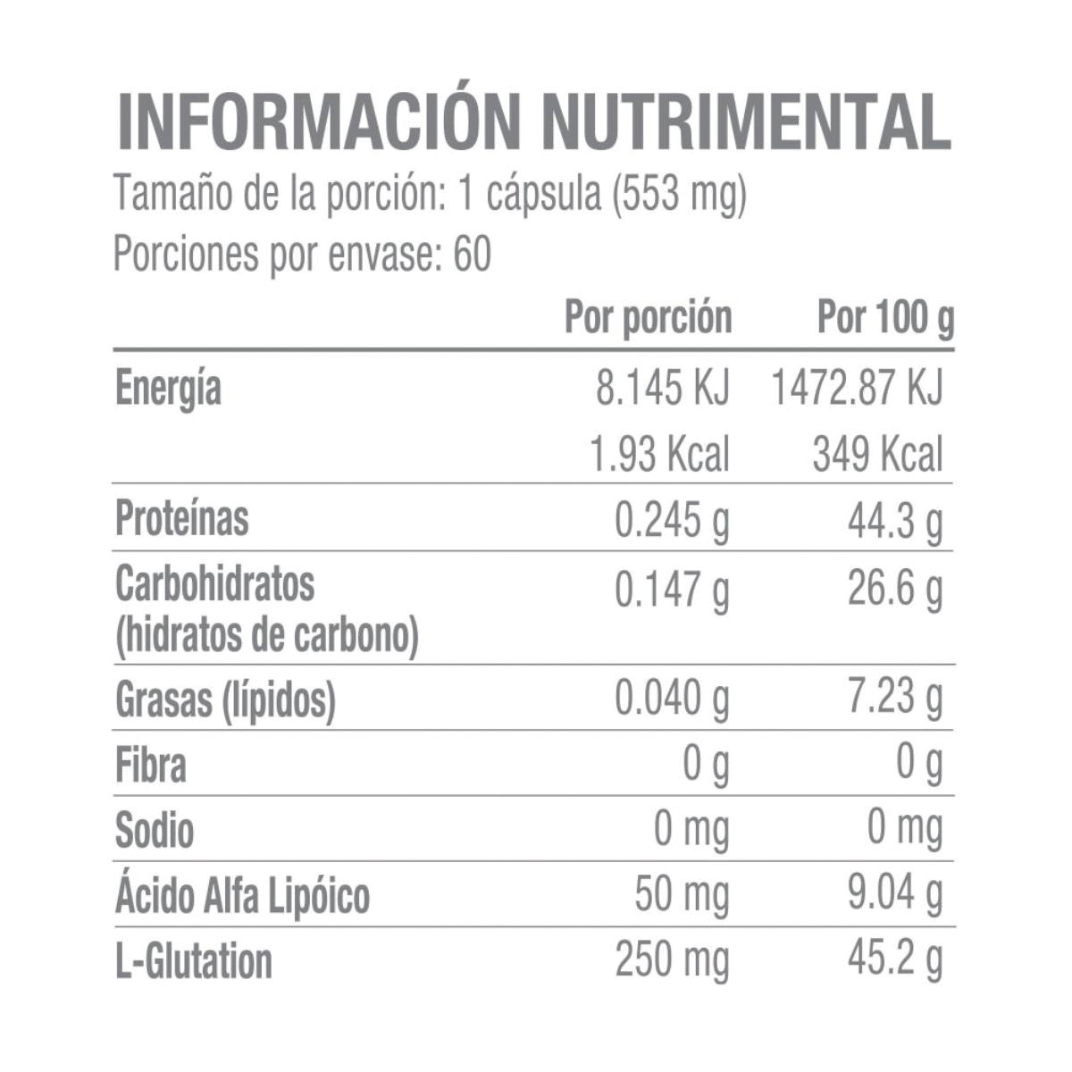Glutation 250 Mg De 60 Capsulas Life 180 image number null