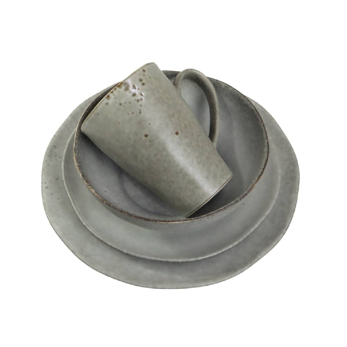Set Vajilla 16 Pz Stoneware Irregular Gris image number null