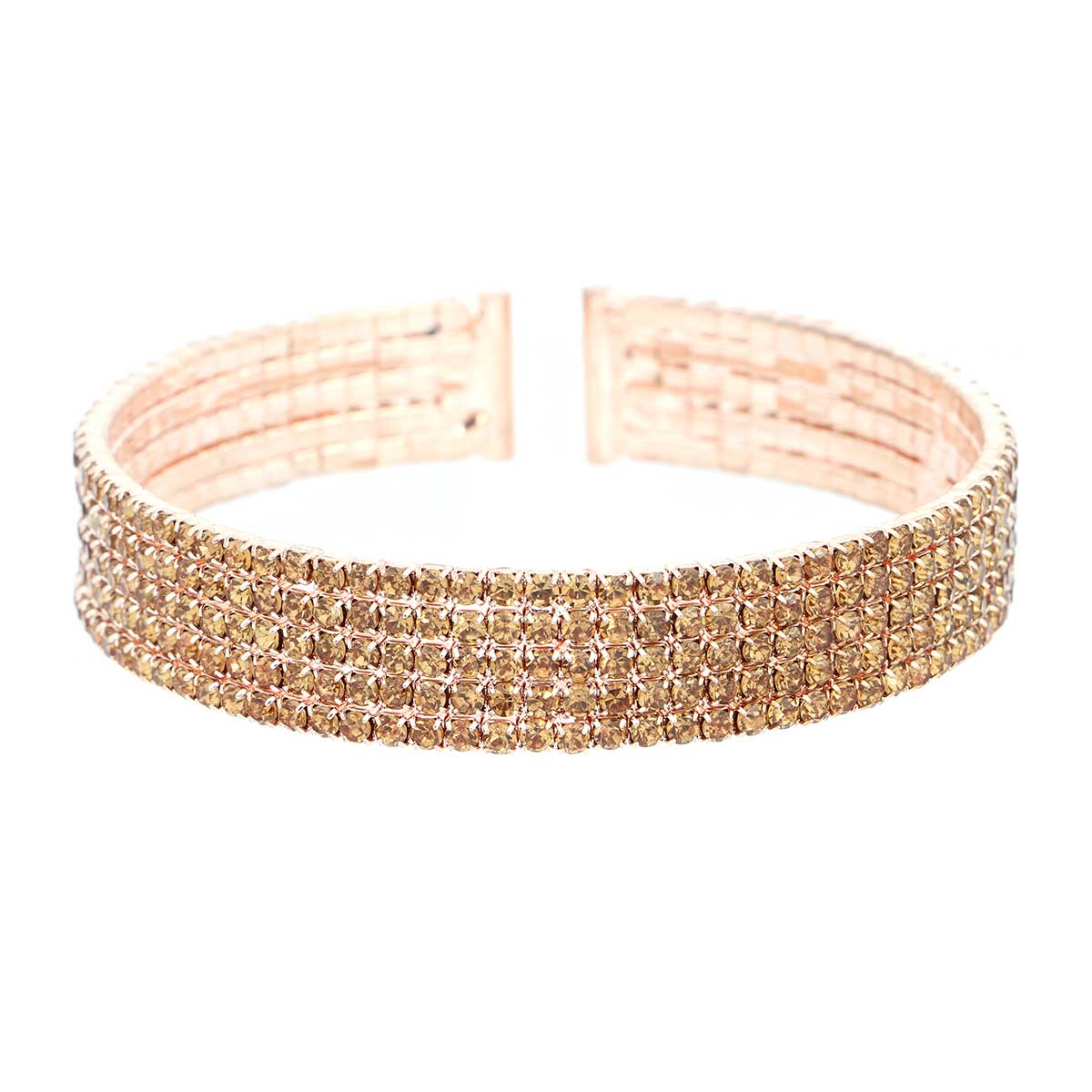 Pulsera Bangle Brillante de Cristales Champagne en Oro Rosa Westies image number null