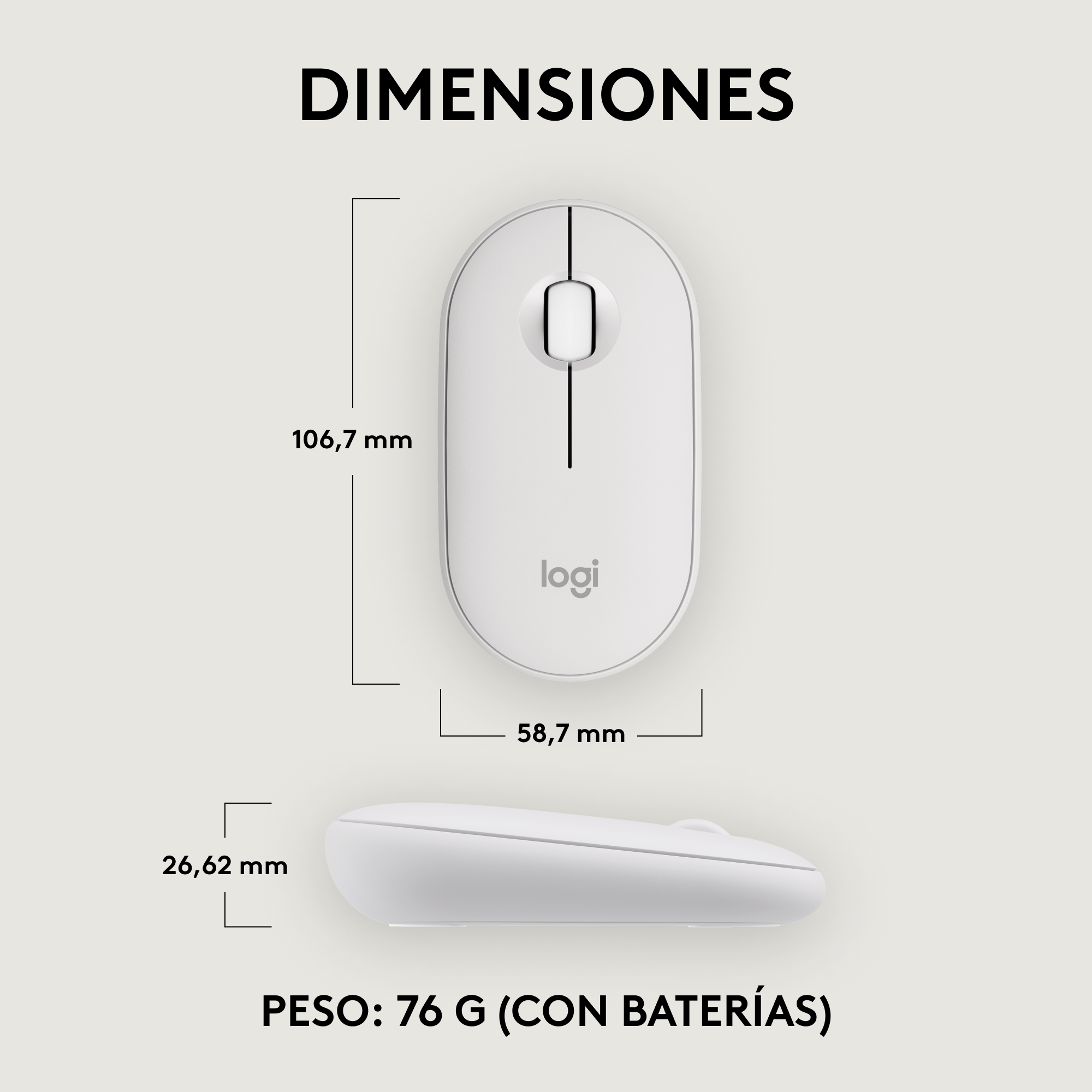 Mouse Inal&aacute;mbrico Pebble 2 M350s image number null
