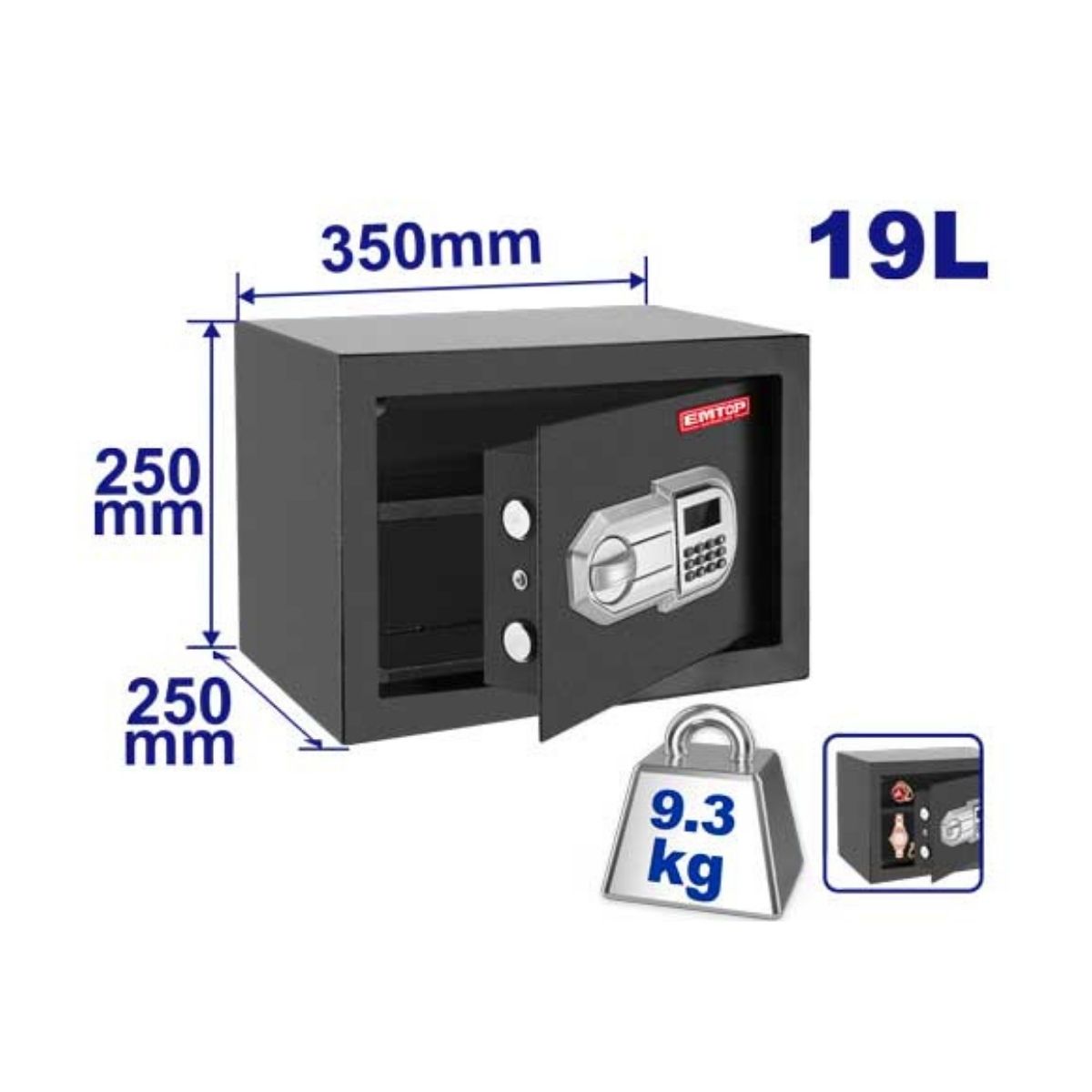 Caja Fuerte Digital Alta Seguridad 19L 25x35x25cm image number null