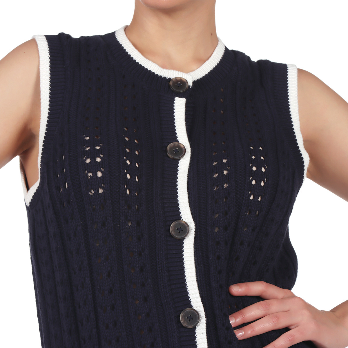 Chaleco de Punto Calado Botones OVS para Mujer image number null