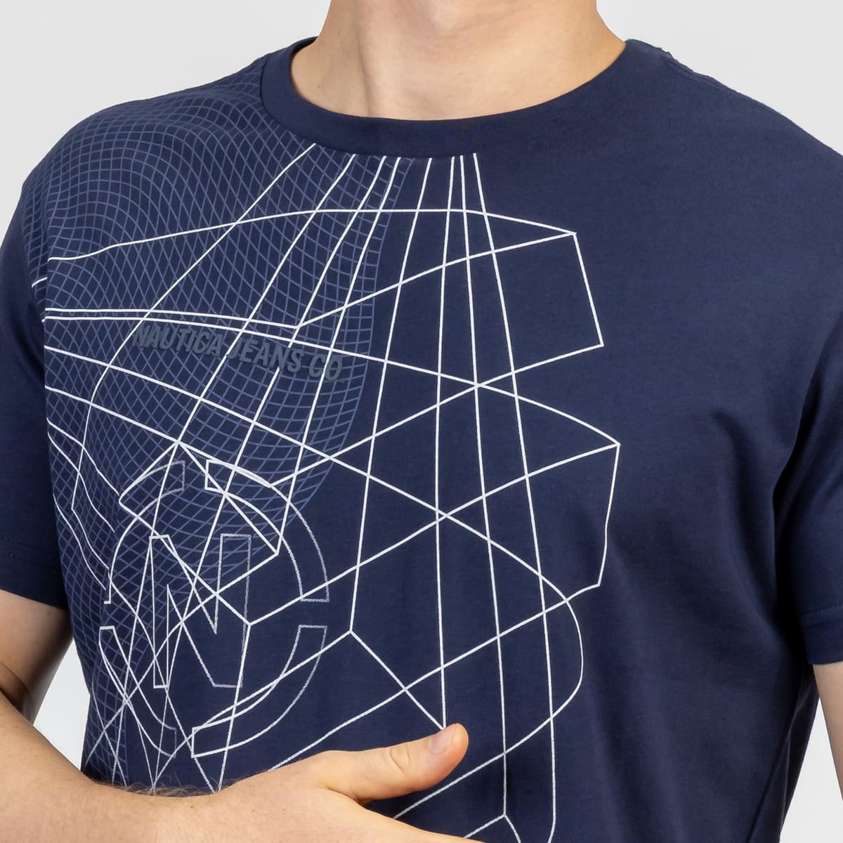Playera Regular Fit con Dise&ntilde;o Nautica Azul Oscuro Manga Corta Cuello Redondo para Hombre image number null