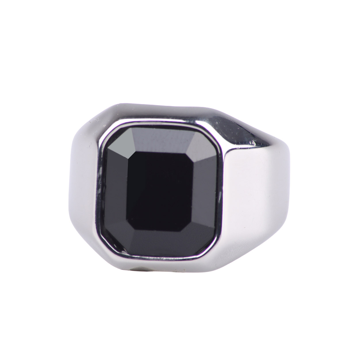 Anillo Hombre LEVEL 26 Acero Inoxidable Piedra Negra image number null
