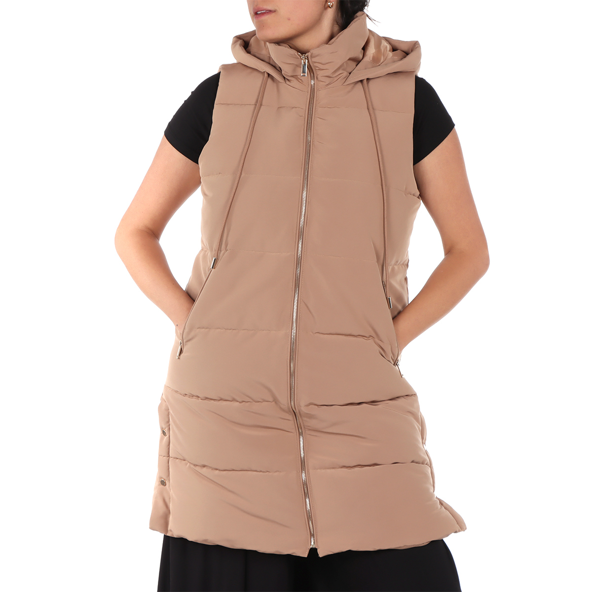 Chaleco Acolchado de Cuello Alto y Capucha Arqueology para Mujer image number null