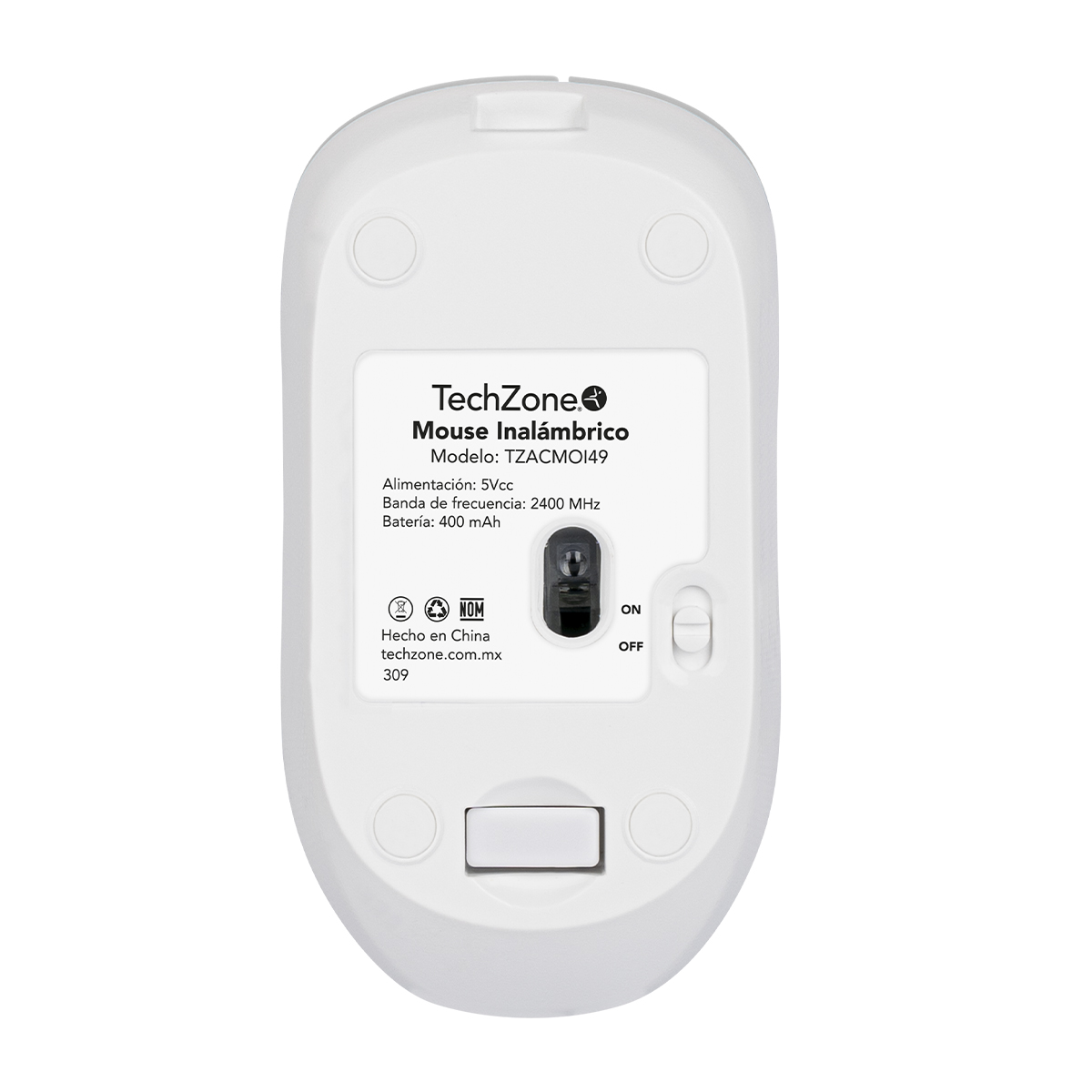 Mouse Inal&aacute;mbrico Recargable Blanco Techzone image number null