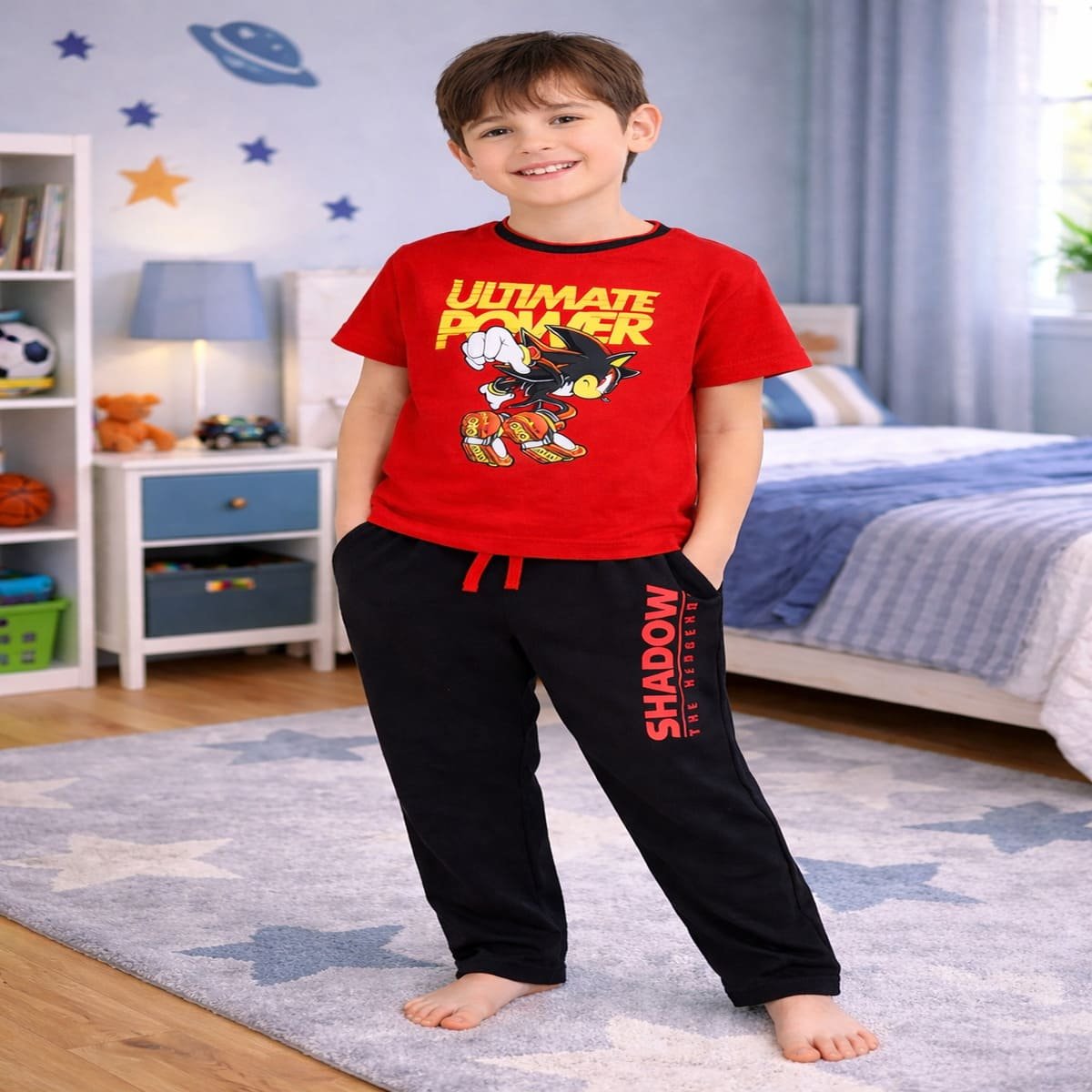 Pijama de Playera Manga Corta y Pantal&oacute;n con Dise&ntilde;o Power Sonic para Ni&ntilde;o image number null