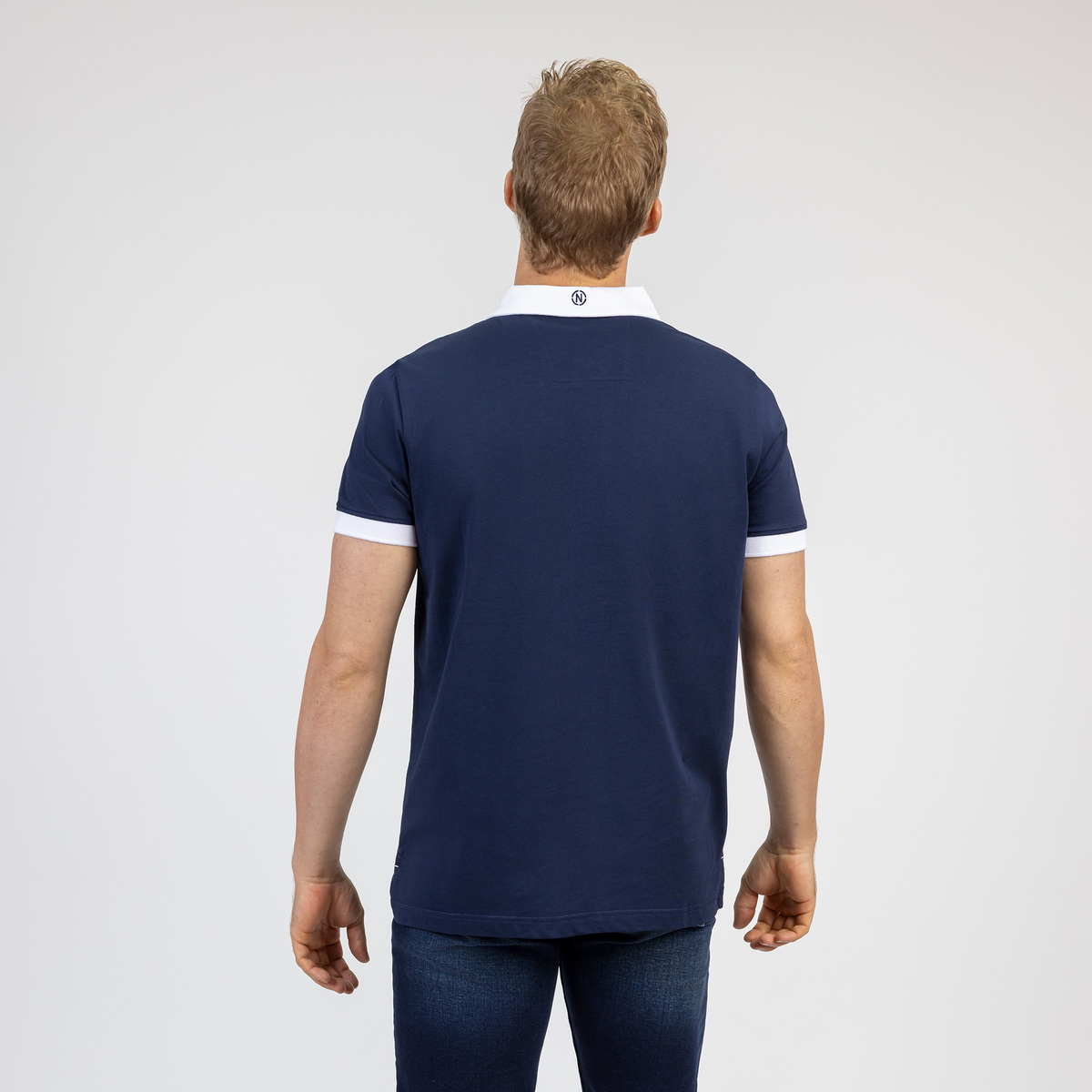 Playera Polo Regular Fit Nautica Azul Oscuro Combinado Manga Corta para Hombre image number null
