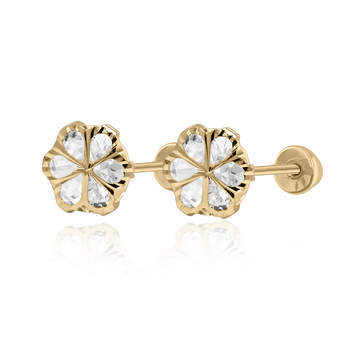 Broquel 14k Bisel redondo flor image number null