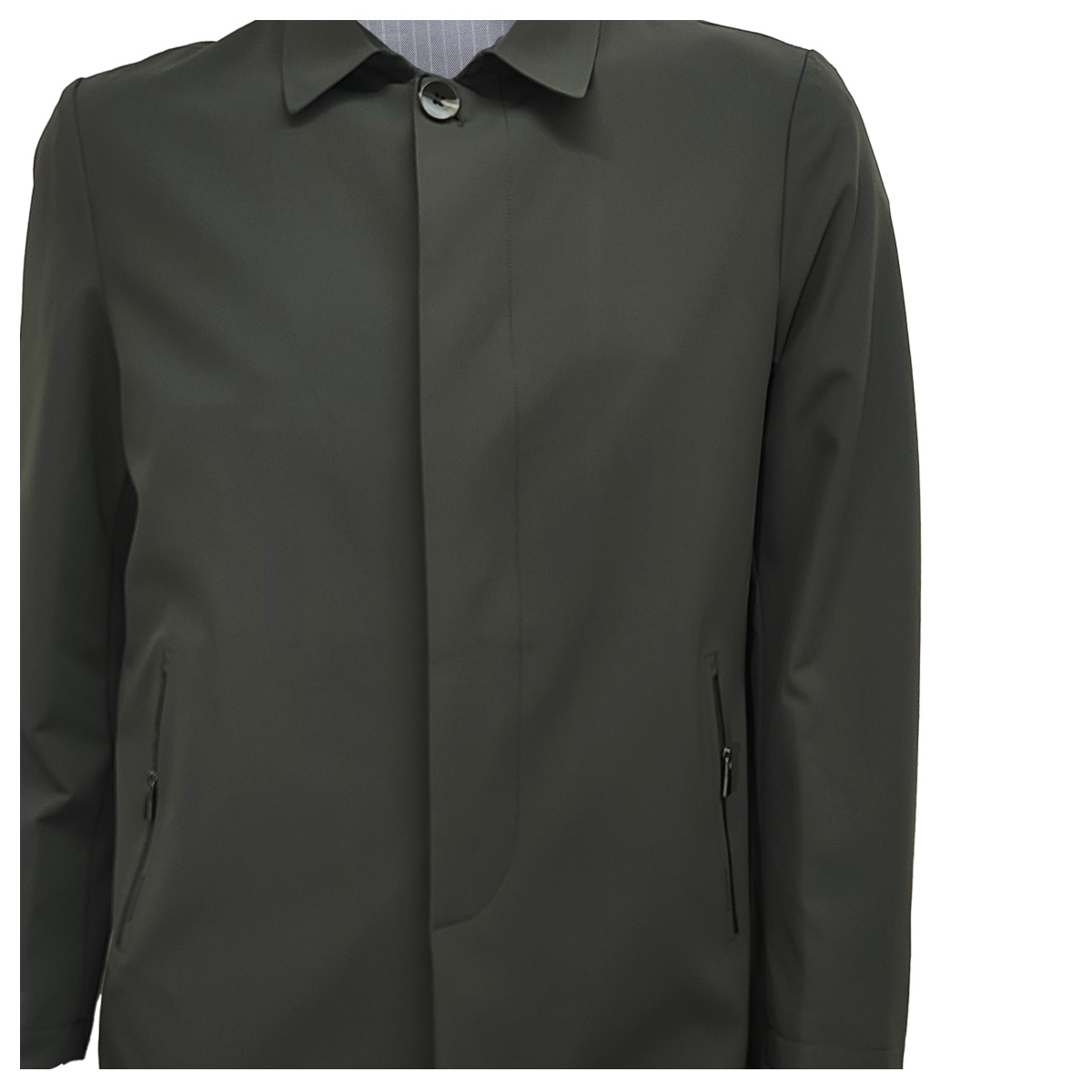 Gabardina con Cuello Camisero Regular Fit Carlo Corinto Verde Oscuro para Hombre image number null