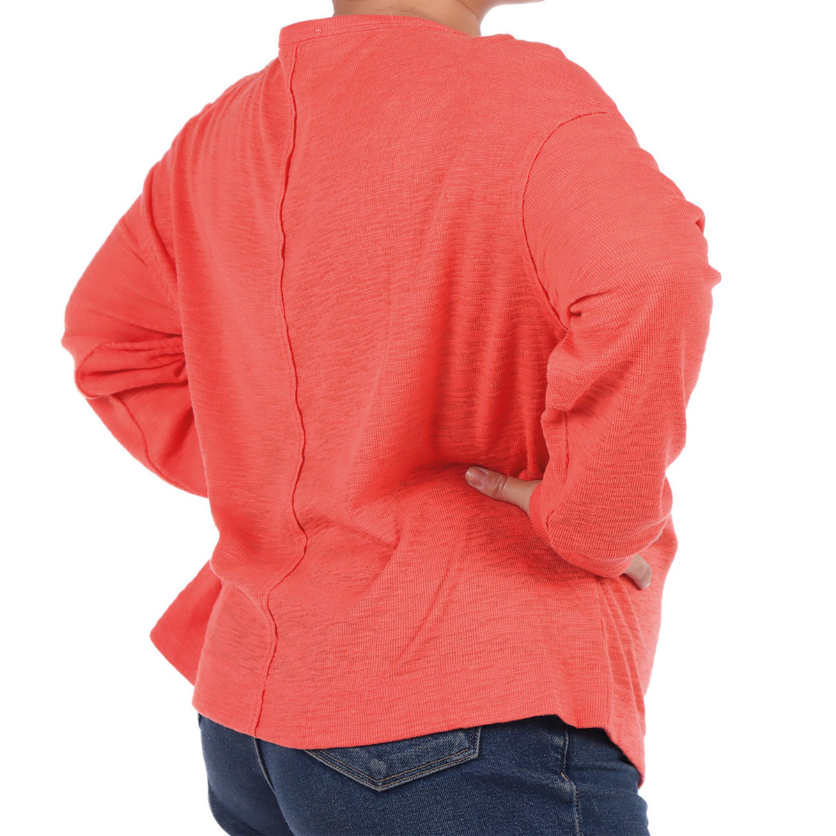 Sudadera Cuello Redondo con Bolsillo Dex para Plus Mujer Curvy image number null