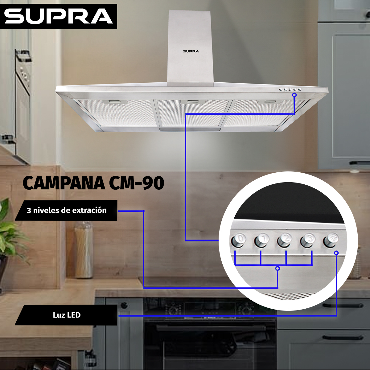Campana Extractora Supra CM-90 image number null