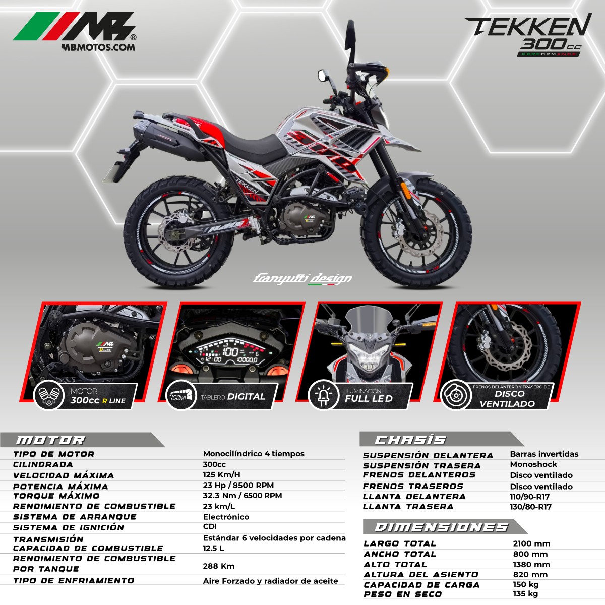 MOTOCICLETA MB TEKKEN PERFORMANCE 300 CC GRIS 2026 image number null