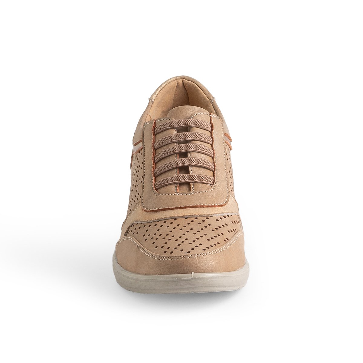 Zapato Cu&ntilde;a con Dise&ntilde;o Emporium Beige Ajuste Agujeta para Mujer image number null