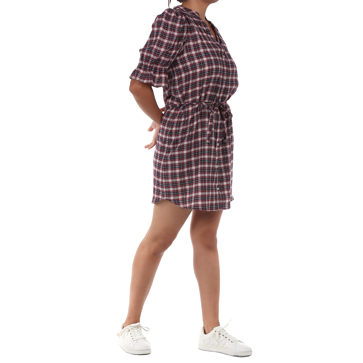 Vestido Camisero a Cuadros con Cintur&oacute;n Arqueology para Mujer image number null