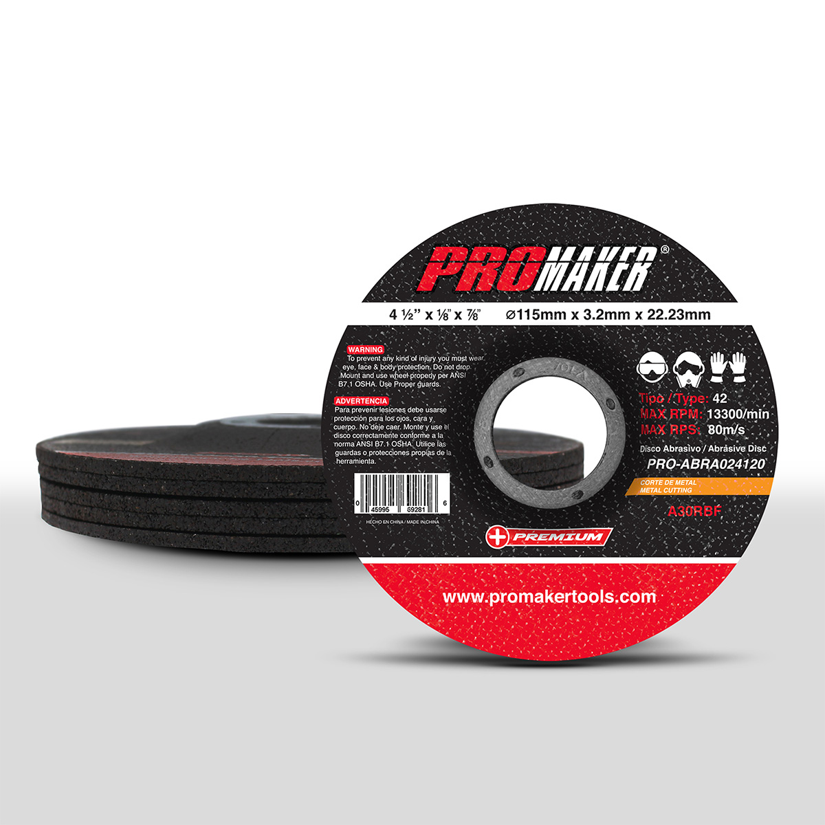 Disco Abrasivo para Corte De Metal  4-1/2" X 1/8 Promaker image number null