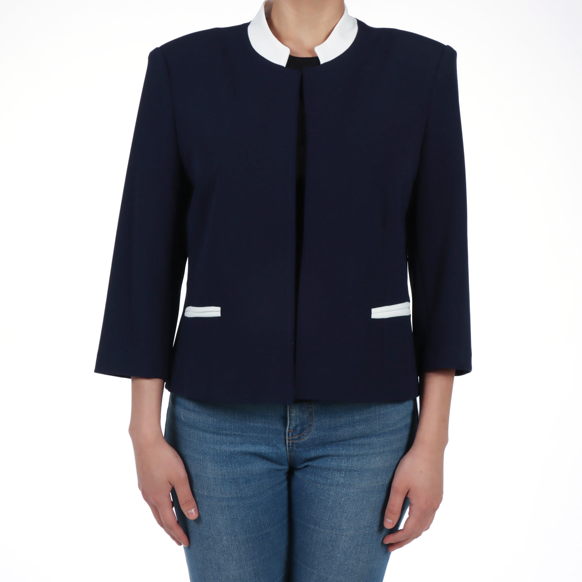 Saco Con Contraste En Cuello Redondo DIVA BY GAMUS para Mujer image number null