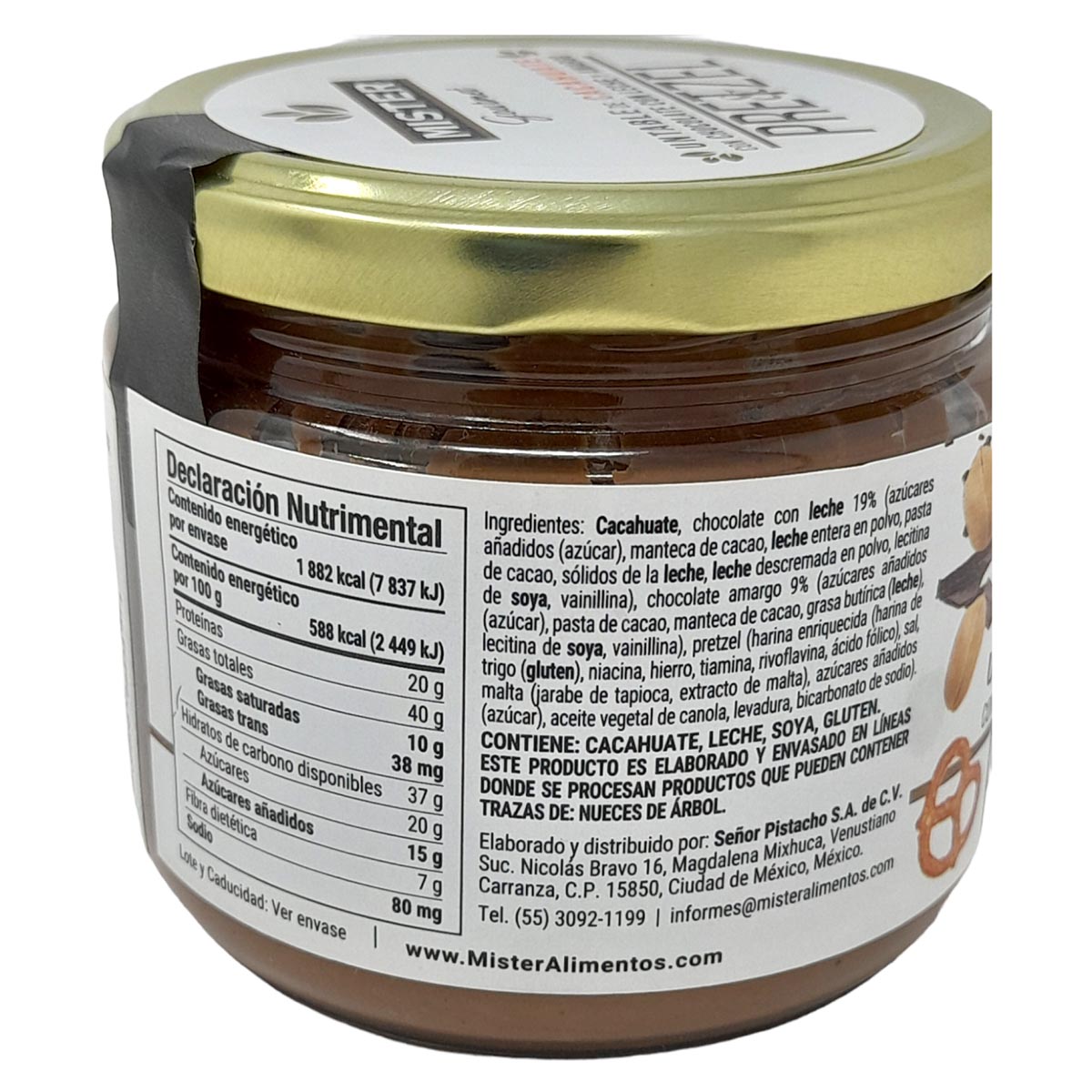 Crema De Cacahuate Chocolat Amargo Con Leche Y Pretzel Mr Pistacho image number null