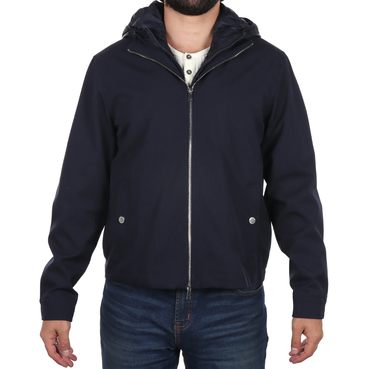 Chamarra Negra Dise&ntilde;o Dual con Capucha Bruno Magnani Hombre image number null
