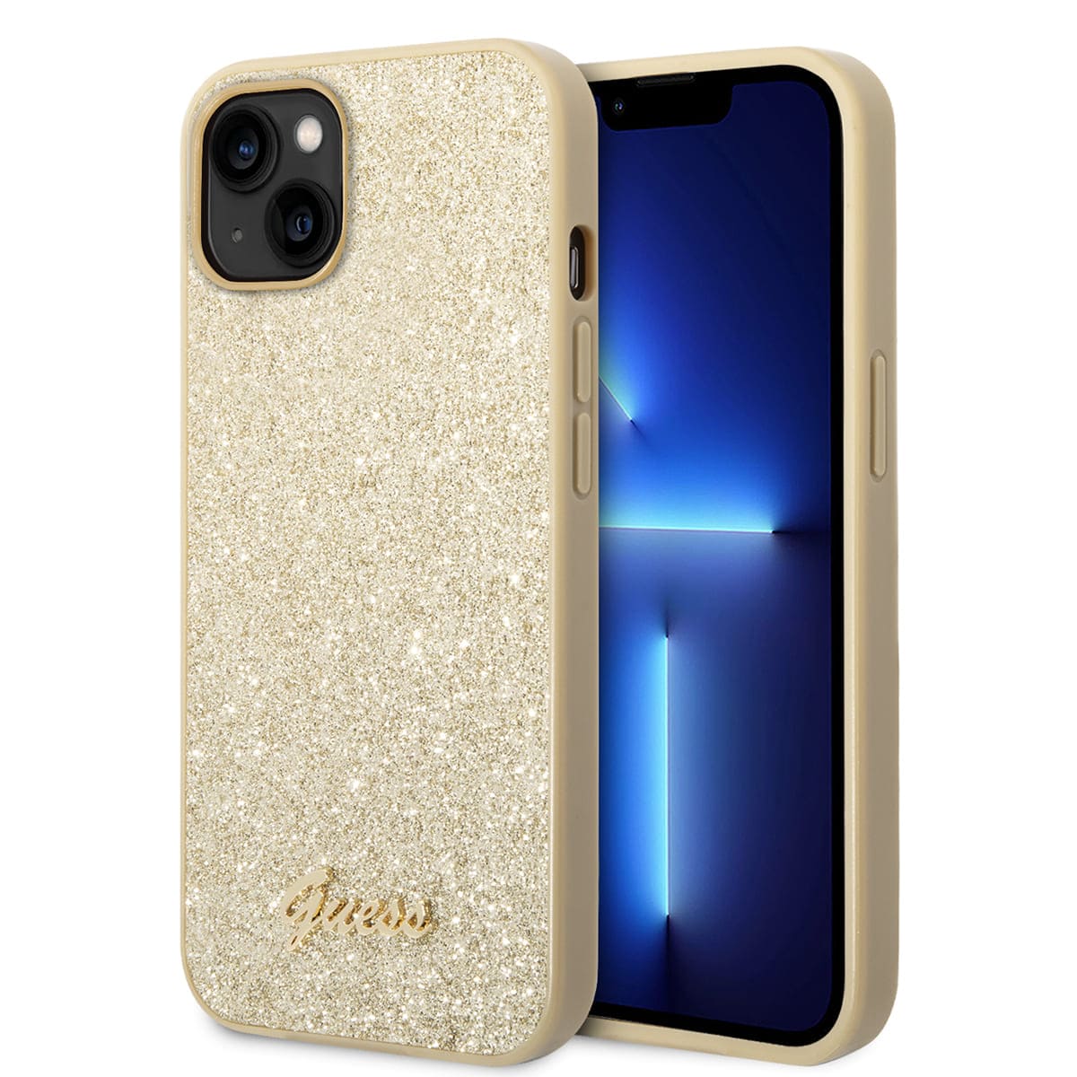 Funda Guess Glitter Flakes Dorada para iPhone 14 Plus image number null