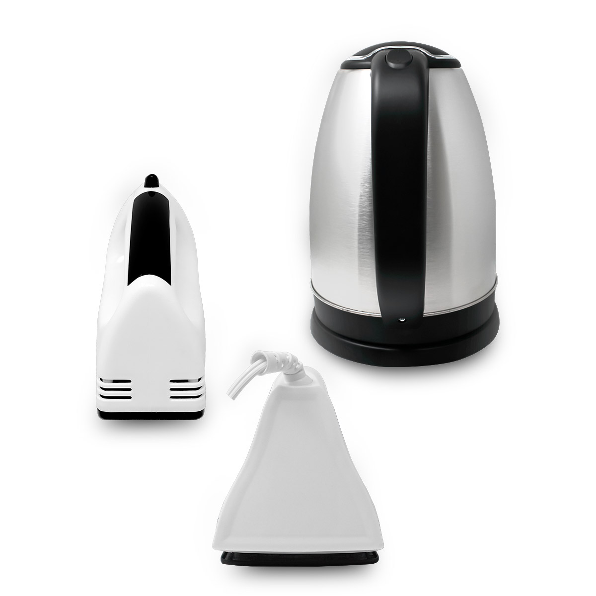 RCA Combo B&aacute;sico de Electrodom&eacute;sticos &ndash; Incluye Batidora de Mano, Tetera El&eacute;ctrica y Plancha de Vapor image number null