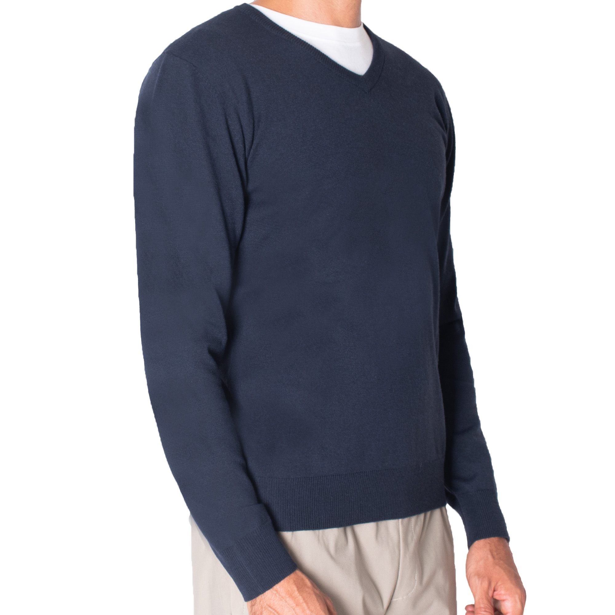 Su&eacute;ter Ligero Cuello V Azul Marino para Hombre image number null